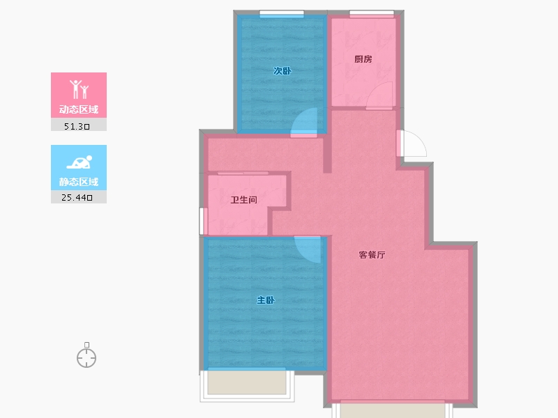 天津-天津市-当代公园阅MOMA16号楼建面86m²-68.80-户型库-动静分区