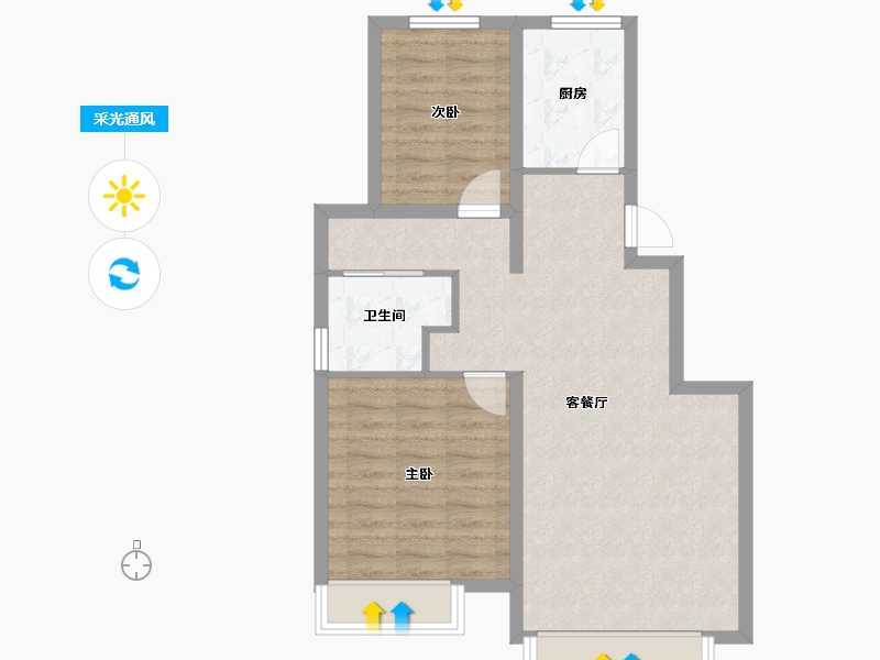 天津-天津市-当代公园阅MOMA16号楼建面86m²-68.80-户型库-采光通风