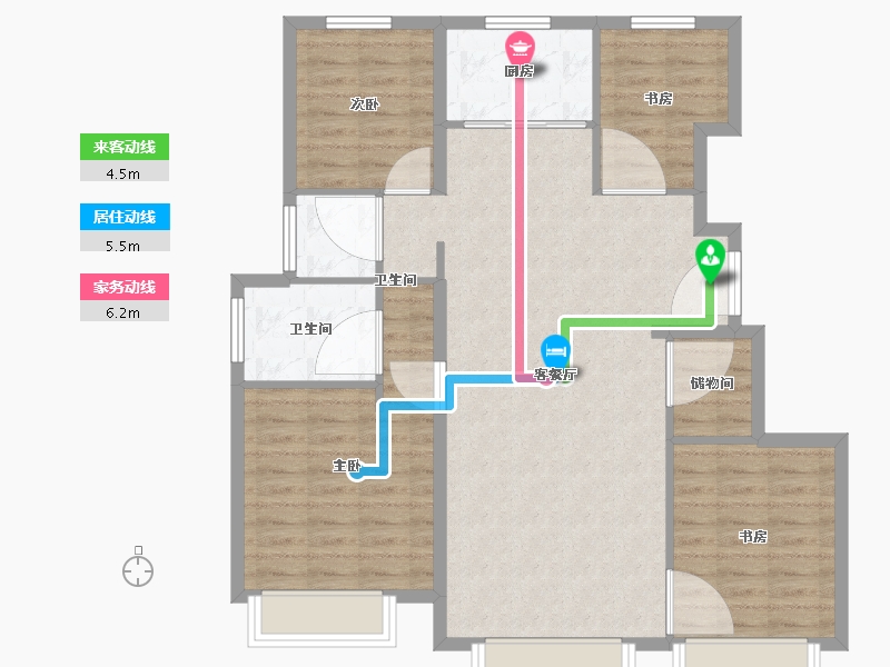 天津-天津市-当代公园阅MOMA建面126m²-100.80-户型库-动静线