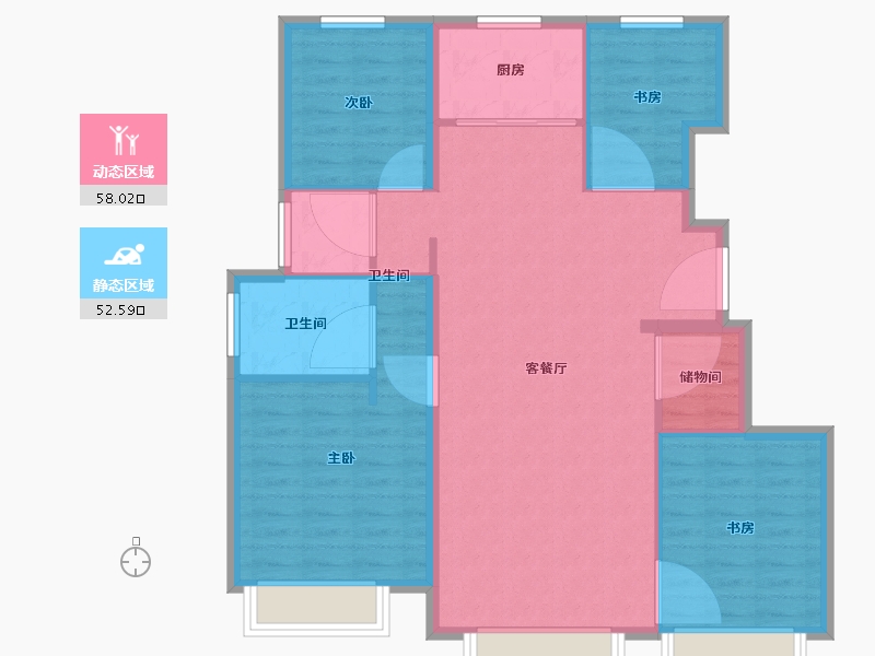 天津-天津市-当代公园阅MOMA建面126m²-100.80-户型库-动静分区