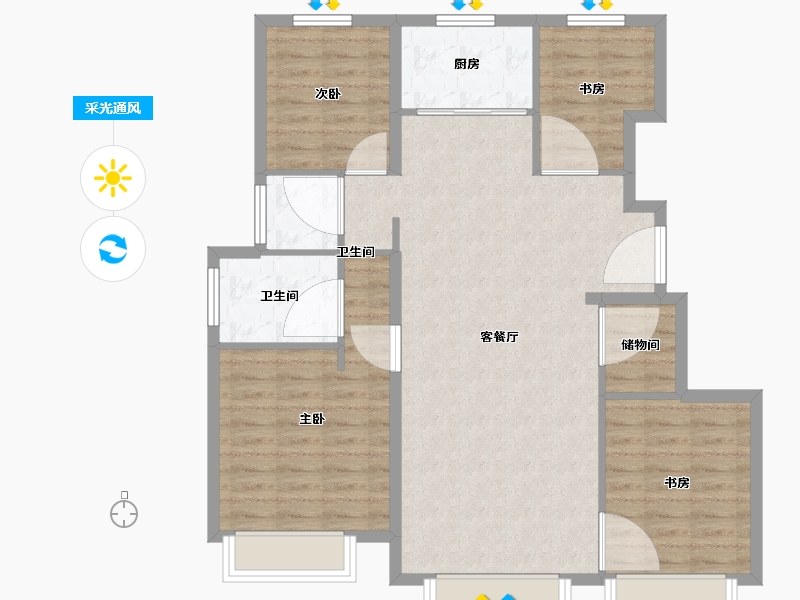 天津-天津市-当代公园阅MOMA建面126m²-100.80-户型库-采光通风