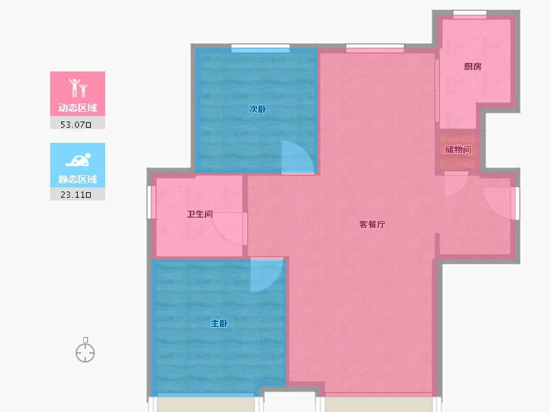 天津-天津市-当代公园阅MOMA建面87m²-69.60-户型库-动静分区