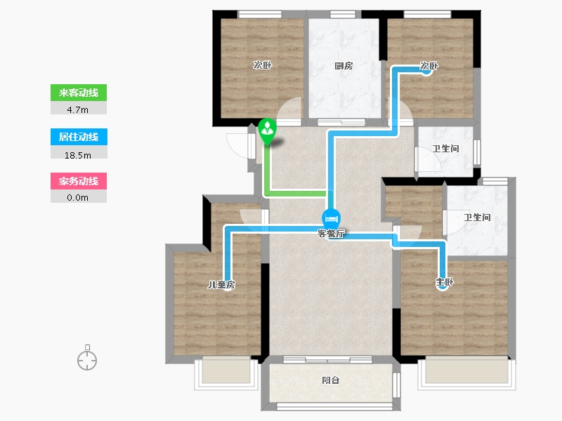 天津-天津市-蓝光雍锦湾建面125㎡-92.90-户型库-动静线