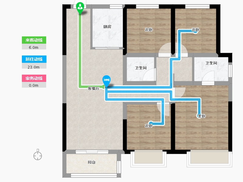 天津-天津市-蓝光雍锦湾建面128㎡-84.17-户型库-动静线