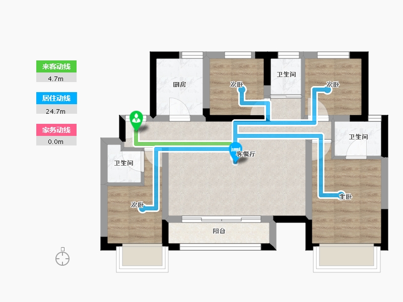 天津-天津市-蓝光雍锦湾建面144㎡-59.95-户型库-动静线