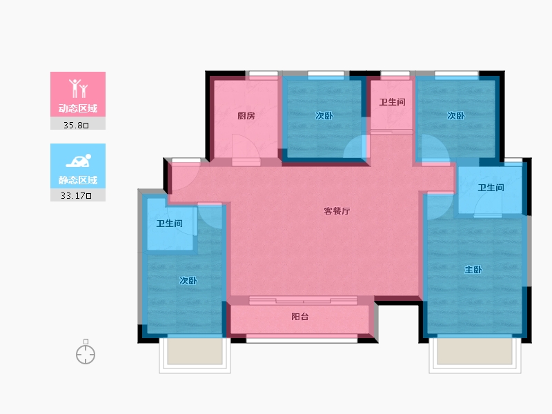 天津-天津市-蓝光雍锦湾建面144㎡-59.95-户型库-动静分区