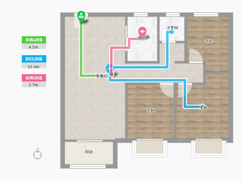 天津-天津市-金科博翠湾36号楼,建面99m²-66.06-户型库-动静线