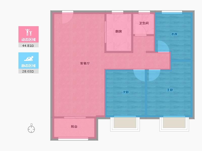 天津-天津市-金科博翠湾36号楼,建面99m²-66.06-户型库-动静分区