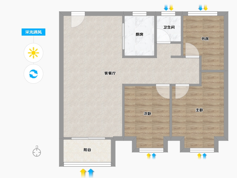 天津-天津市-金科博翠湾4号楼,49号楼,77号楼,建面104m²-67.24-户型库-采光通风