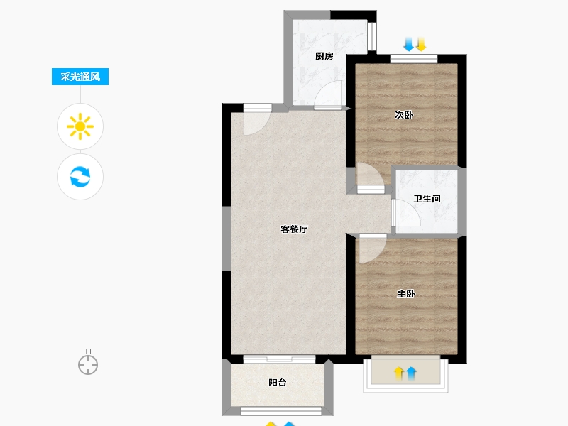 天津-天津市-金科博翠湾1号楼,2号楼,3号楼,48号楼,76号楼建面87m²-56.51-户型库-采光通风