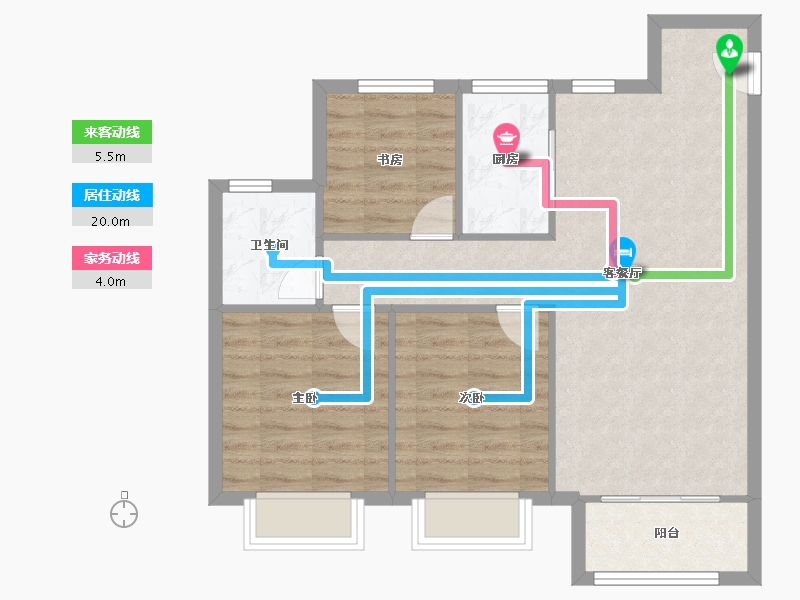 天津-天津市-金科博翠湾36号楼,建面109m²-73.58-户型库-动静线