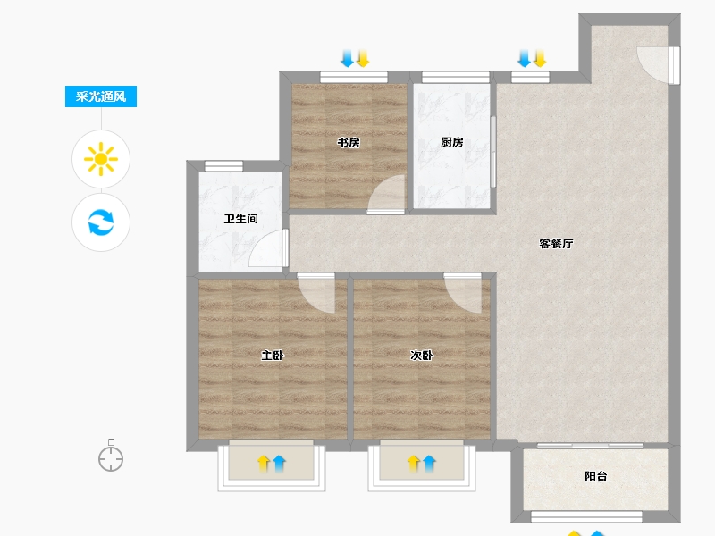 天津-天津市-金科博翠湾36号楼,建面109m²-73.58-户型库-采光通风