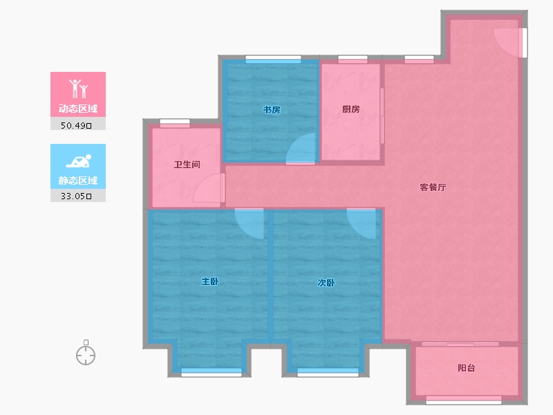 天津-天津市-金科博翠湾4号楼,49号楼,77号楼,建面114m-76.07-户型库-动静分区