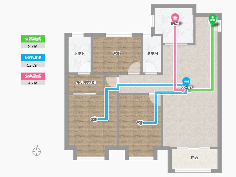 天津-天津市-金科博翠湾1号楼,2号楼,3号楼,48号楼建面120m²-81.86-户型库-动静线