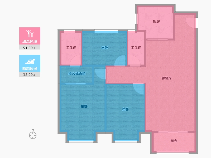 天津-天津市-金科博翠湾1号楼,2号楼,3号楼,48号楼建面120m²-81.86-户型库-动静分区