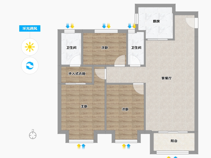 天津-天津市-金科博翠湾1号楼,2号楼,3号楼,48号楼建面120m²-81.86-户型库-采光通风