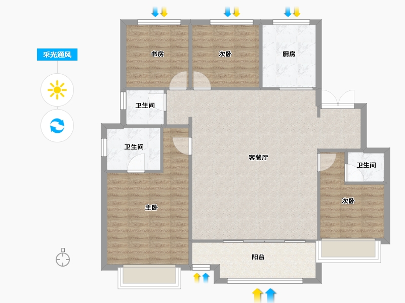 天津-天津市-金科博翠湾50号楼,63号楼,78号楼,建面145m²-112.59-户型库-采光通风