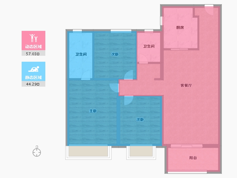 天津-天津市-新城梧桐公馆2号楼,4号楼,5号楼,8号楼,9号楼,11号楼建面114m²-91.19-户型库-动静分区