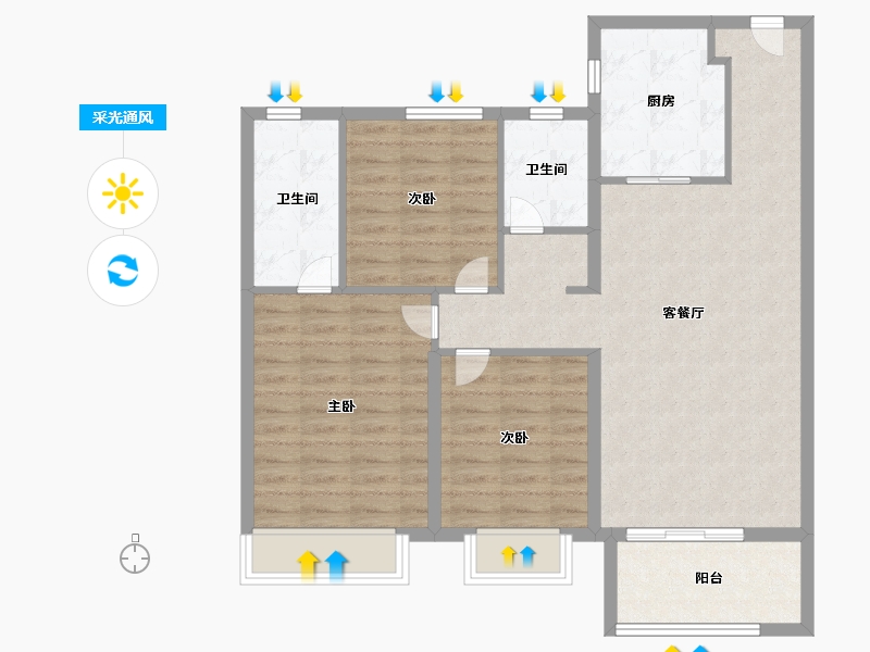 天津-天津市-新城梧桐公馆2号楼,4号楼,5号楼,8号楼,9号楼,11号楼建面114m²-91.19-户型库-采光通风