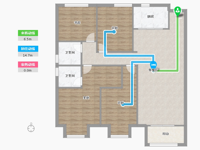 天津-天津市-新城梧桐公馆16号楼,17号楼建面130m²-104.00-户型库-动静线