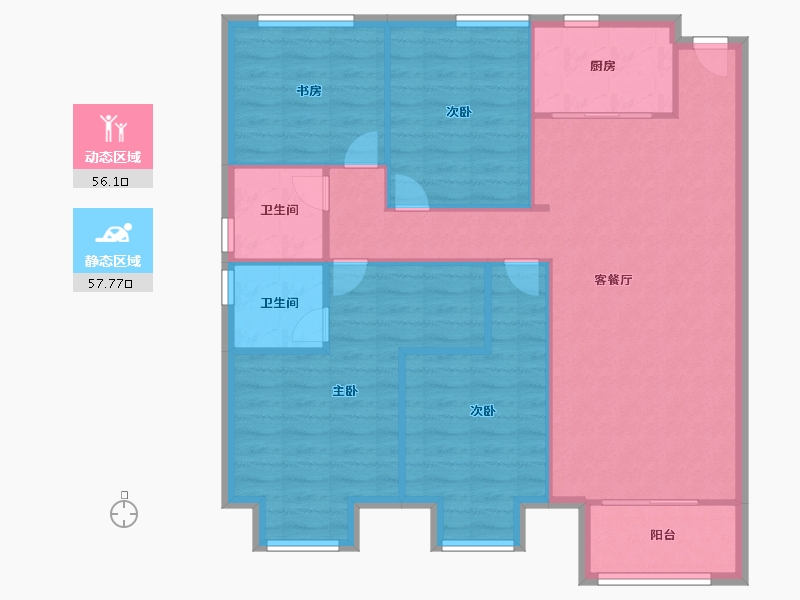 天津-天津市-新城梧桐公馆16号楼,17号楼建面130m²-104.00-户型库-动静分区