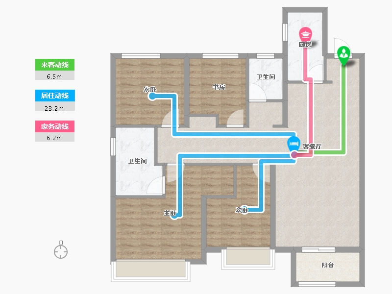 天津-天津市-新城梧桐公馆6号楼,7号楼建面140m²-112.00-户型库-动静线