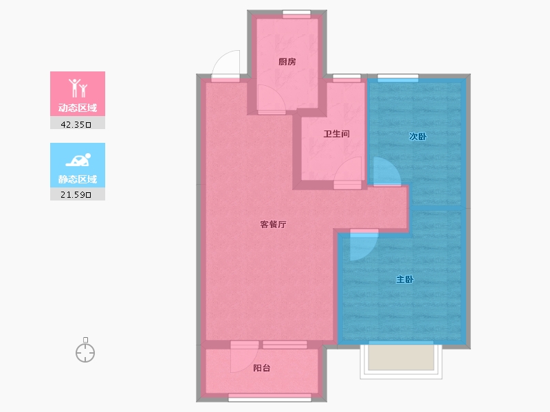 天津-天津市-东昊骏璟学府东昊骏璟学府1号楼,东昊骏璟学府10号楼建面84m²-56.18-户型库-动静分区