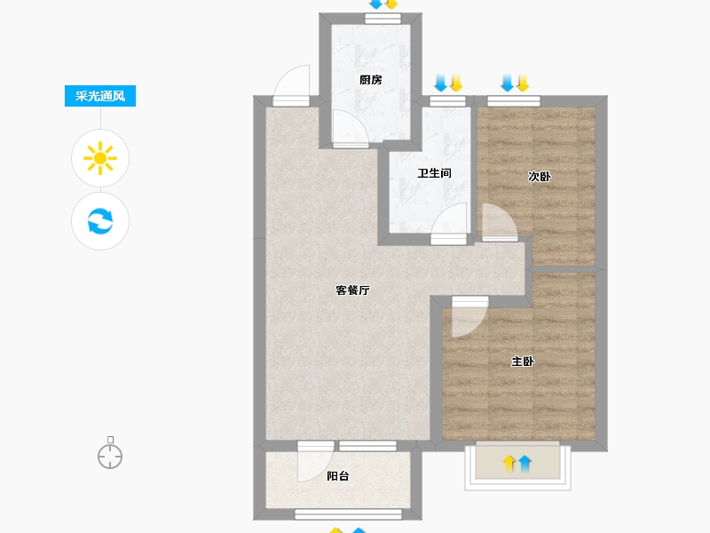 天津-天津市-东昊骏璟学府东昊骏璟学府1号楼,东昊骏璟学府10号楼建面84m²-56.18-户型库-采光通风