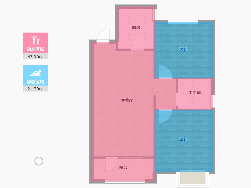 天津-天津市-东昊骏璟学府东昊骏璟学府1号楼,东昊骏璟学府10号楼建面90m²-61.98-户型库-动静分区