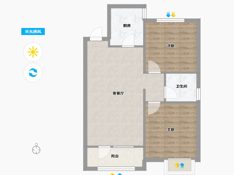 天津-天津市-东昊骏璟学府东昊骏璟学府1号楼,东昊骏璟学府10号楼建面90m²-61.98-户型库-采光通风