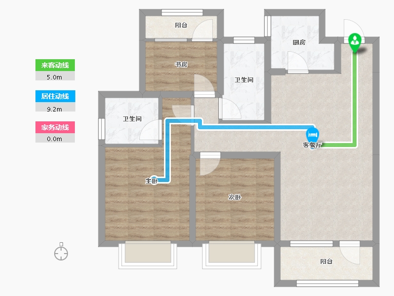 天津-天津市-东昊骏璟学府东昊骏璟学府1号楼,东昊骏璟学府10号楼建面117m²-77.31-户型库-动静线