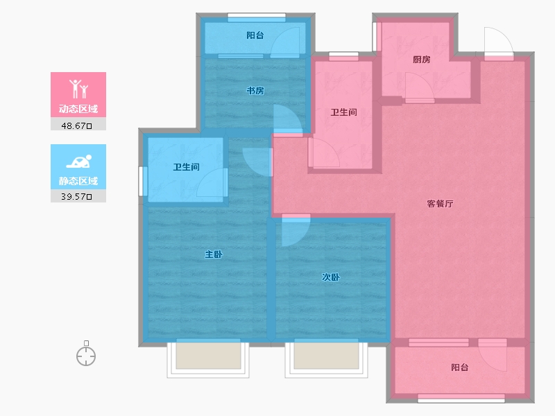 天津-天津市-东昊骏璟学府东昊骏璟学府1号楼,东昊骏璟学府10号楼建面117m²-77.31-户型库-动静分区