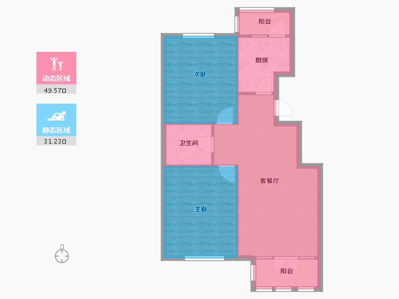 天津-天津市-龙泽馨园龙泽馨园10号楼建面102m²-73.48-户型库-动静分区