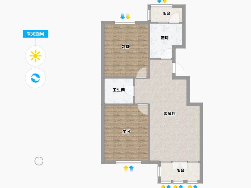 天津-天津市-龙泽馨园龙泽馨园10号楼建面102m²-73.48-户型库-采光通风