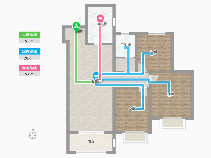 天津-天津市-新城悦隽公馆建面106㎡-84.80-户型库-动静线