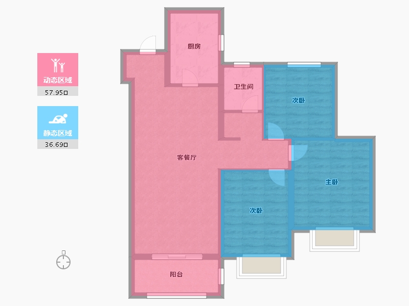 天津-天津市-新城悦隽公馆建面106㎡-84.80-户型库-动静分区