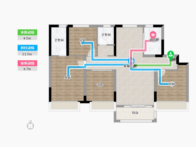 天津-天津市-蓝光雍锦湾建面133㎡-99.94-户型库-动静线