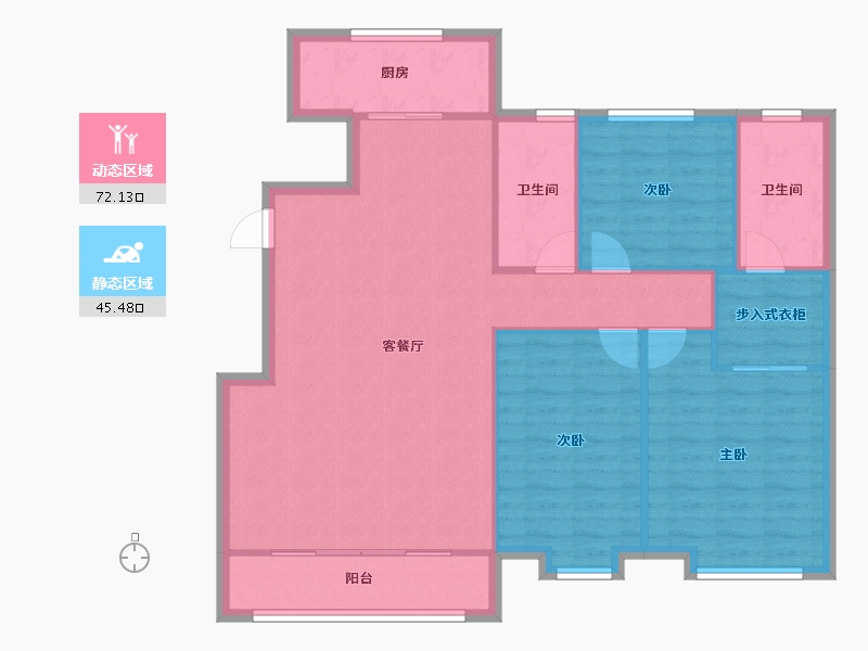 天津-天津市-世茂国风雅颂14号楼,17号楼,39号楼,69号楼,建面135m²-107.99-户型库-动静分区