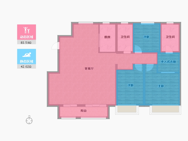 天津-天津市-世茂国风雅颂14号楼,17号楼,38号楼,42号楼,建面150m²-113.66-户型库-动静分区