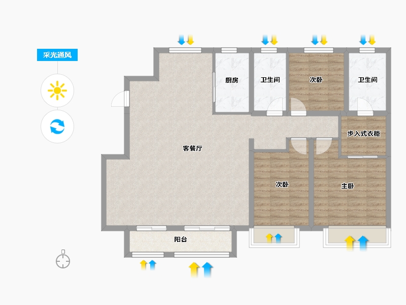 天津-天津市-世茂国风雅颂14号楼,17号楼,38号楼,42号楼,建面150m²-113.66-户型库-采光通风