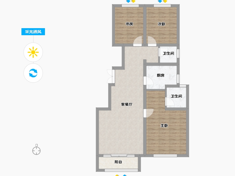 天津-天津市-御湖庄园名湖花苑19号楼,名湖花苑17号楼建面115m²-84.09-户型库-采光通风