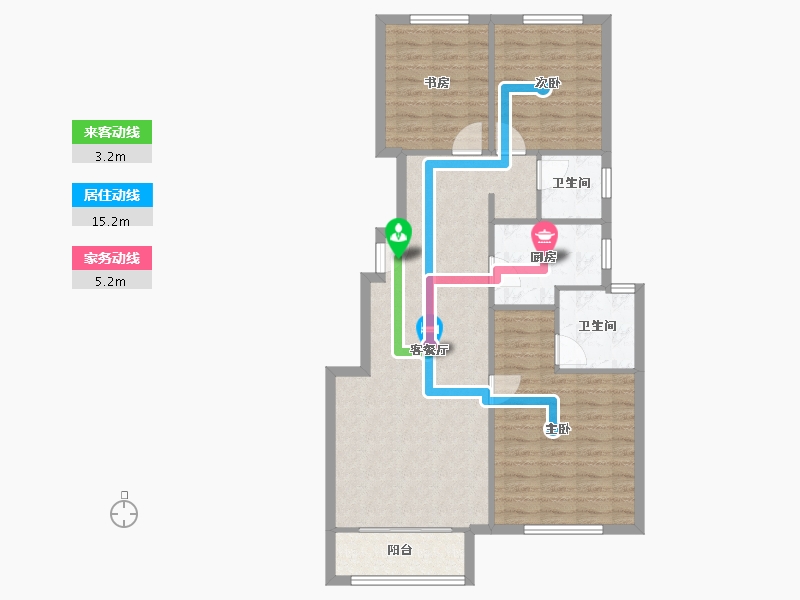 天津-天津市-御湖庄园品澜花苑8号楼建面113m²-87.79-户型库-动静线