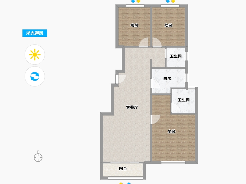 天津-天津市-御湖庄园品澜花苑8号楼建面113m²-87.79-户型库-采光通风