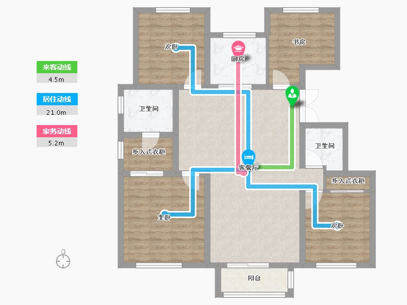 天津-天津市-御湖庄园名湖花苑19号楼,名湖花苑17号楼建面143m²-101.76-户型库-动静线