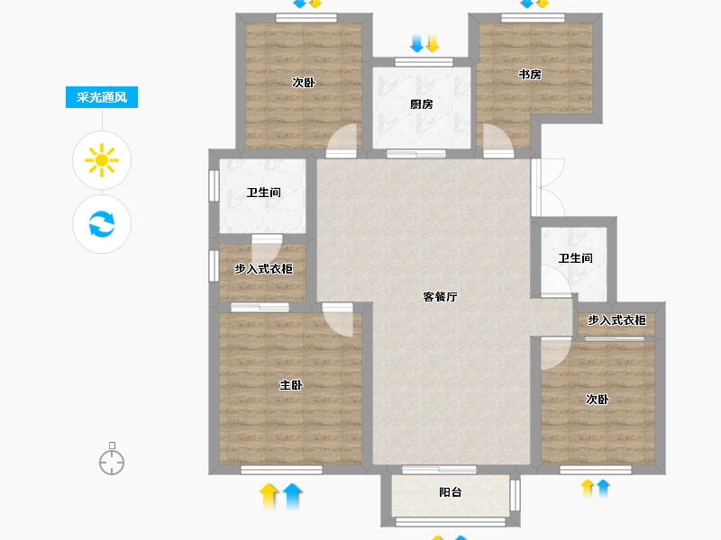 天津-天津市-御湖庄园名湖花苑19号楼,名湖花苑17号楼建面143m²-101.76-户型库-采光通风