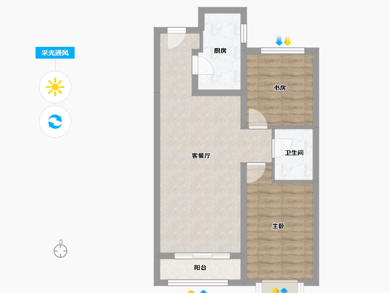 天津-天津市-御湖庄园瞰湖花苑1号楼,瞰湖花苑2号楼,瞰湖花苑3号楼建面84m²-59.92-户型库-采光通风