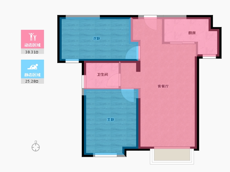 天津-天津市-鑫苑汤泉世家2号楼,3号楼,4号楼,6号楼建面86m²-56.50-户型库-动静分区