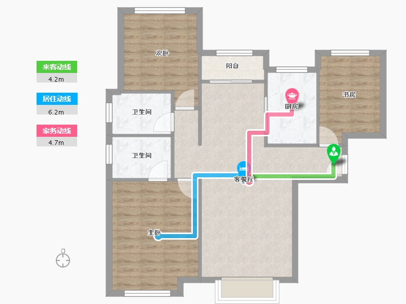 天津-天津市-鑫苑汤泉世家2号楼,3号楼,4号楼,建面117m²-83.97-户型库-动静线