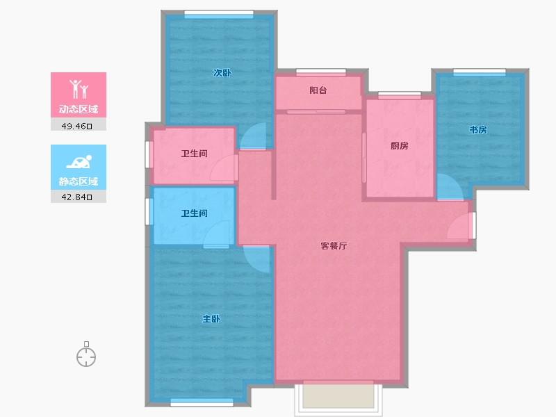 天津-天津市-鑫苑汤泉世家2号楼,3号楼,4号楼,建面117m²-83.97-户型库-动静分区