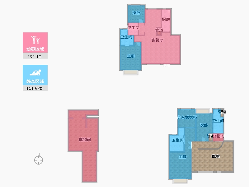 四川省-成都市-金茂府二期5栋,二期2号楼290m²-262.33-户型库-动静分区